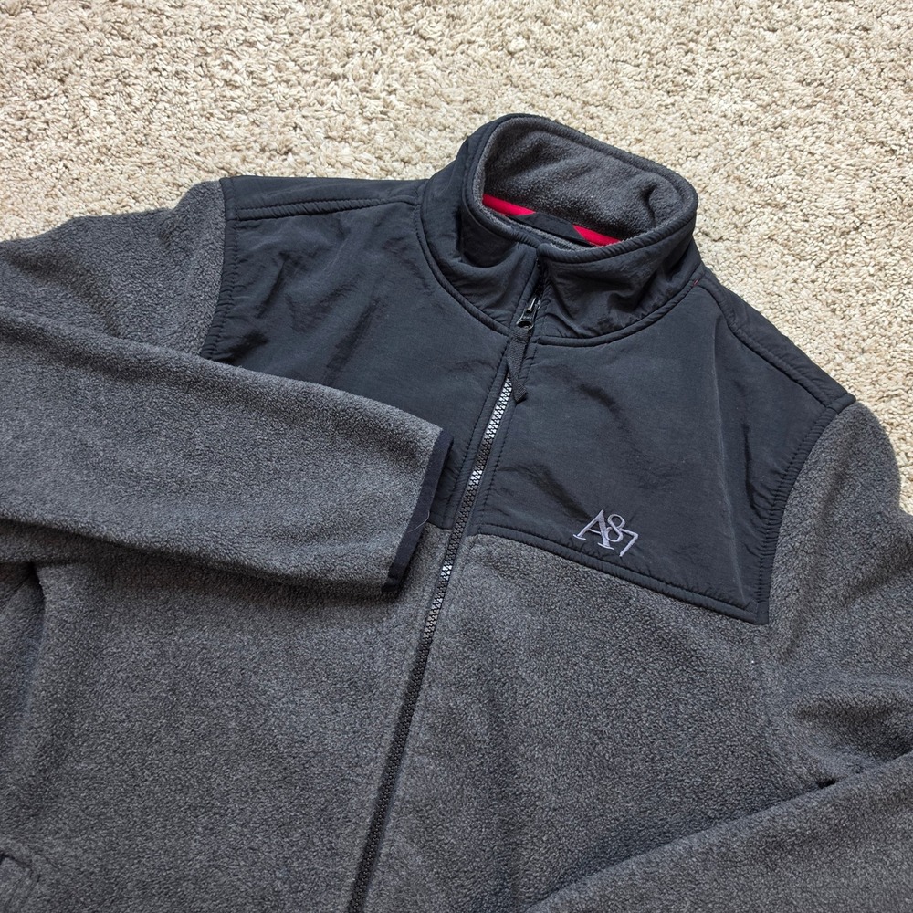 Aeropostale Full Zip Fleece Jacket Mens Small Black Outdoor Casual Athletic - Picture 1 of 8
